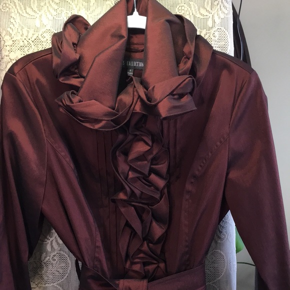 Iridescent Brown/Black Ruffled Coat - Picture 2 of 6